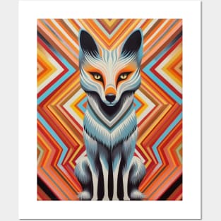 Spectrum Fox: Radiant Op Art Red Fox Design Posters and Art